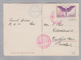Schweiz Flugpost 1930-10-12 Basel Offizielle Karte 1. Zeppelin-Landung Bern - First Flight Covers
