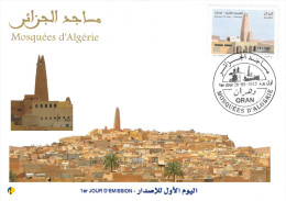 Algeria No. 1713/4 FDC Mosques In Algeria Mosques Ghardaia Architecture Islam Religion - Moscheen Und Synagogen