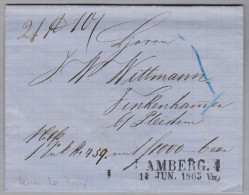 Heimat DE BAY AMBERG1865-06-1? 2.Zeil-Langstempel Auf Brief Nach Finkenhausen - Préphilatélie