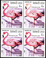 BIRDS-FLAMINGOS-BLOCK OF 4-LAOS-MNH-A5-535 - Flamingo