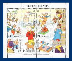 GUERNSEY/GUERNESEY 1993 RUPERT & FRIENDS  M.S.  U.M.  RUPERT  FEUILLET  YT 597-604  N.S.C. - Guernsey