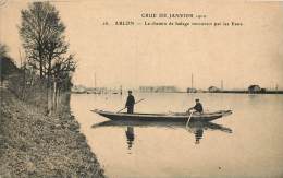 ABLON . LE CHEMIN DE HALAGE RECOUVERT PAR LES EAUX . CRUE DE JANVIER . - Ablon Sur Seine