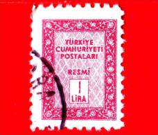 TURCHIA - Usato - 1960 - Ufficiale - Servizio - Rose Lilac - 1 Lira - Francobolli Di Servizio