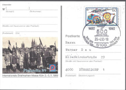 Europa 1989 Philatelia 89 Philatélie Cologne Oblitération 1490 1990 500 Ans De La Poste - Geïllustreerde Postkaarten - Gebruikt