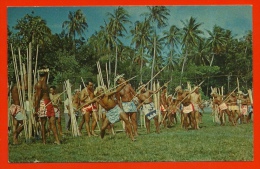 CPSM CPM TAHITI PATIA FA *** Tradition Fête Sport Lancer Du Javelot ° Photo A. Giau - Tahiti