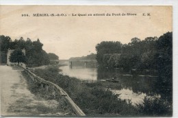 CPA 95 MERIEL LE QUAI EN AMONT DU PONT DE STORS 1924 - Meriel