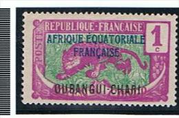 Oubangui-Chari 1c Yvert 43, Surcharge En Bleu, Charnière Quasi Invisible - Ungebraucht