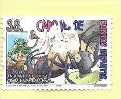 TIMBRES - STAMPS - CAPE VERDE / CAP VERT - ANIMALS & FAUNE - INSECTS - LA CIGALE ET LA FOURMI - TIMBRE OBLITERÉ - Kaapverdische Eilanden