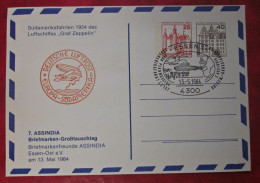 Karte Sonderstempel 1984 Essen Grosstauschtag ASSINDIA Luftpost Zeppelin - Zeppelins