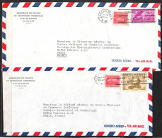 CUBA  2 Lettres  De  LA HAVANE  1960  POSTE AERIENNE   Pour PARIS Affranchie Avec 2 Timbres PAR AVION - Luftpost