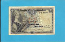 PORTUGAL - 50 Centavos ( $50 ) - 05/07/1918 - Pick 112.a - Chapa 1 - 1 LINE - Mulher C/ Barco - 2 Scans - Portugal