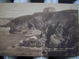 CPA. ATLANTIC HOTEL AND WAR MEMORIAL NEWQUAY CORNWALL CARBOTYPE By Valentine's - Andere & Zonder Classificatie