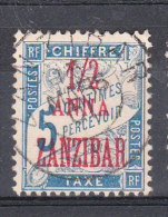 ZANZIBAR YT  TAXE  1 Oblitéré Surcharge Rouge 13 MARS 1901 - Used Stamps