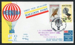 1968 NZ Christchurch First New Zealand Balloon Post Bernina Charity Postcard - Airmail