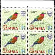 BIRDS-RED THROATED BEE EATER-BLOCK OF 4-THE GAMBIA-MNH-A5-520 - Pics & Grimpeurs