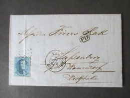 Belgien 1864 Nr. 13 EF. P.D. Verviers  Nach Sassenberg. Joseph Zurstrassen. Verviers. Geschäftsbrief. Rechnung - 1863-1864 Medallones (13/16)