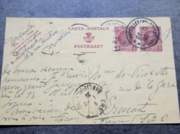 Entier Postale Belge  1924 Depart De Bruxelles Pour Ermont France - Other & Unclassified