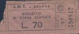 BILLETE TRANVIA DE GENOVA ITALIA - Europe