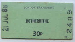 TICKET LONDON TRANSPORT // ROTHERHITHE - Europe