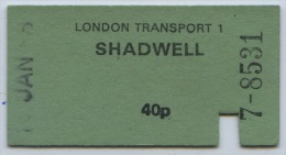 TICKET LONDON TRANSPORT // SHADWELL - Europe