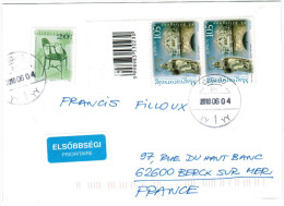 UNGHERIA - Hungary - 2010 - 3 Stamps + MNH Bar Code - Viaggiata Da Cegled Per Berck Sur Mer, France - Storia Postale