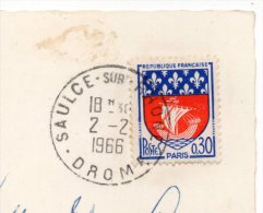 1966--Beau Cachet " SAULCE SUR RHONE--Drôme" --carte Postale Petite Animation "Chaine De Montagne" - Manual Postmarks