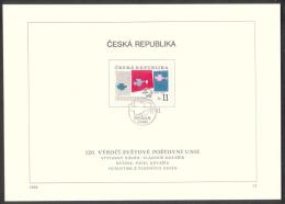 Czech Rep. / First Day Sheet (1994/13) Praha: UPU - Union Postale Universelle (1874-1994), 120 Years - UPU (Universal Postal Union)