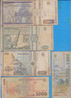 BANKNOTES 200 LEI 500 LEI 1000 LEI 5000 LEI  ROMANIA  USED - Romania