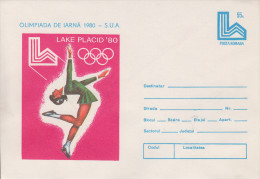 Enveloppe  Entier  Postal   ROUMANIE    Jeux   Olympiques   LAKE  PLACID    1980 - Inverno1980: Lake Placid