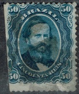 Brésil - 1866 - Y&T N° 25 B, Papier Azuré, Oblitéré, Coupé à Gauche - Usados