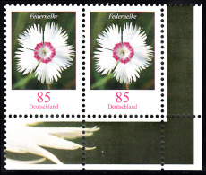 !a! GERMANY 2014 Mi. 3116 MNH Horiz.PAIR From Lower Right Corner -Flowers: Feathered Pink - Nuovi