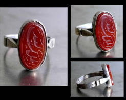 Bague Paki En Entaille T59 - T60 / Vintage Silver Intaglio  Ring From Pakistan - Ringe