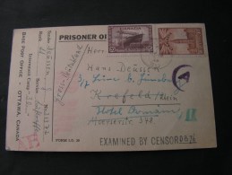 == Canada Prisoner Card Lagerpost Krefeld 1943 Zensur Censor - Covers & Documents