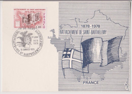 CARTE 1er JOUR DE 1978 - RATTACHEMENT DE SAINT BARTHELEMY - - Saint Barthelemy