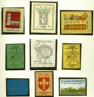 LOT DE 9 VIGNETTES DE FRANCE- EXPOSITIONS PHILATÉLIQUES  DIVERSES- PONTARLIER- THAIAIS- REIMS-LYON- PARIS- NICE-LILLE- - Philatelic Fairs