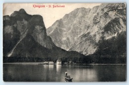 POSTCARD KONIGSSEE S BARTHOLOMA GERMANY BAVARIA SENT TO PENMAENMAWR 1908 POSTMARK - Caernarvonshire