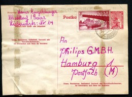 SAARLAND P34 II Postkarte METTLACH - Hamburg 1953  Kat. 25,00 € - Entiers Postaux