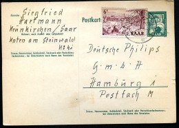 SAARLAND P40 Postkarte NEUNKIRCHEN - Hamburg 1953  Kat. 25,00 € - Postal Stationery