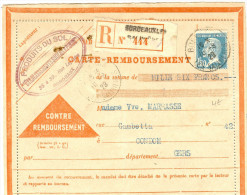 LGZ- FRANCE PASTEUR 1f50 SUR RECOMMANDE CONTRE REMBOURSEMENT JUIN 1929  2 VOLETS - Postal Rates