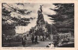 03507  "TORINO - PIAZZA STATUTO MONUMENTO AL FREJUS E STAZIONE RIVOLI" ANIMATA. CART. POSTALE ORIG. SPEDITA 1933. - Lugares Y Plazas