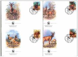 WWF FDC SET X4 1991 MOZAMBIQUE Hartebeest Fauna Mocambique Animals - FDC