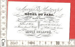 Porseleinkaart 1840 à 1870 ANVERS Antwerpen : Address Card Hotel Du Parc Louis Delapré Carte Porcelain Card - Porzellan