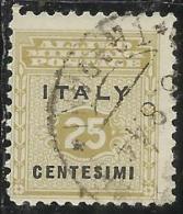 OCCUPAZIONE ANGLO-AMERICANA SICILIA 1943 CENT. 25 USATO USED OBLITERE´ - Anglo-american Occ.: Sicily