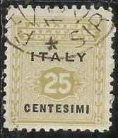 OCCUPAZIONE ANGLO-AMERICANA SICILIA 1943 CENT. 25 USATO USED OBLITERE´ - Anglo-american Occ.: Sicily