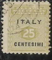 OCCUPAZIONE ANGLO-AMERICANA SICILIA 1943 CENT. 25 USATO USED OBLITERE´ - Anglo-american Occ.: Sicily