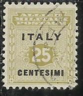 OCCUPAZIONE ANGLO-AMERICANA SICILIA 1943 CENT. 25 USATO USED OBLITERE´ - Anglo-american Occ.: Sicily