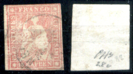 Svizzera--MF-0008 - 1854/1862 - Y&T: N. 28a (o) - Privo Di Difetti Occulti. - Gebraucht