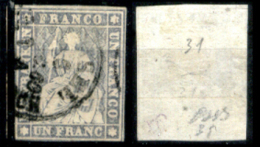 Svizzera--MF-0011 - 1854/1862 - Y&T: N. 31a (o) - Privo Di Difetti Occulti. - Oblitérés