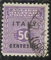 OCCUPAZIONE ANGLO-AMERICANA SICILIA 1943 CENT. 50 USATO USED OBLITERE´ - Occup. Anglo-americana: Sicilia