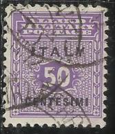 OCCUPAZIONE ANGLO-AMERICANA SICILIA 1943 CENT. 50 USATO USED OBLITERE´ - Anglo-american Occ.: Sicily